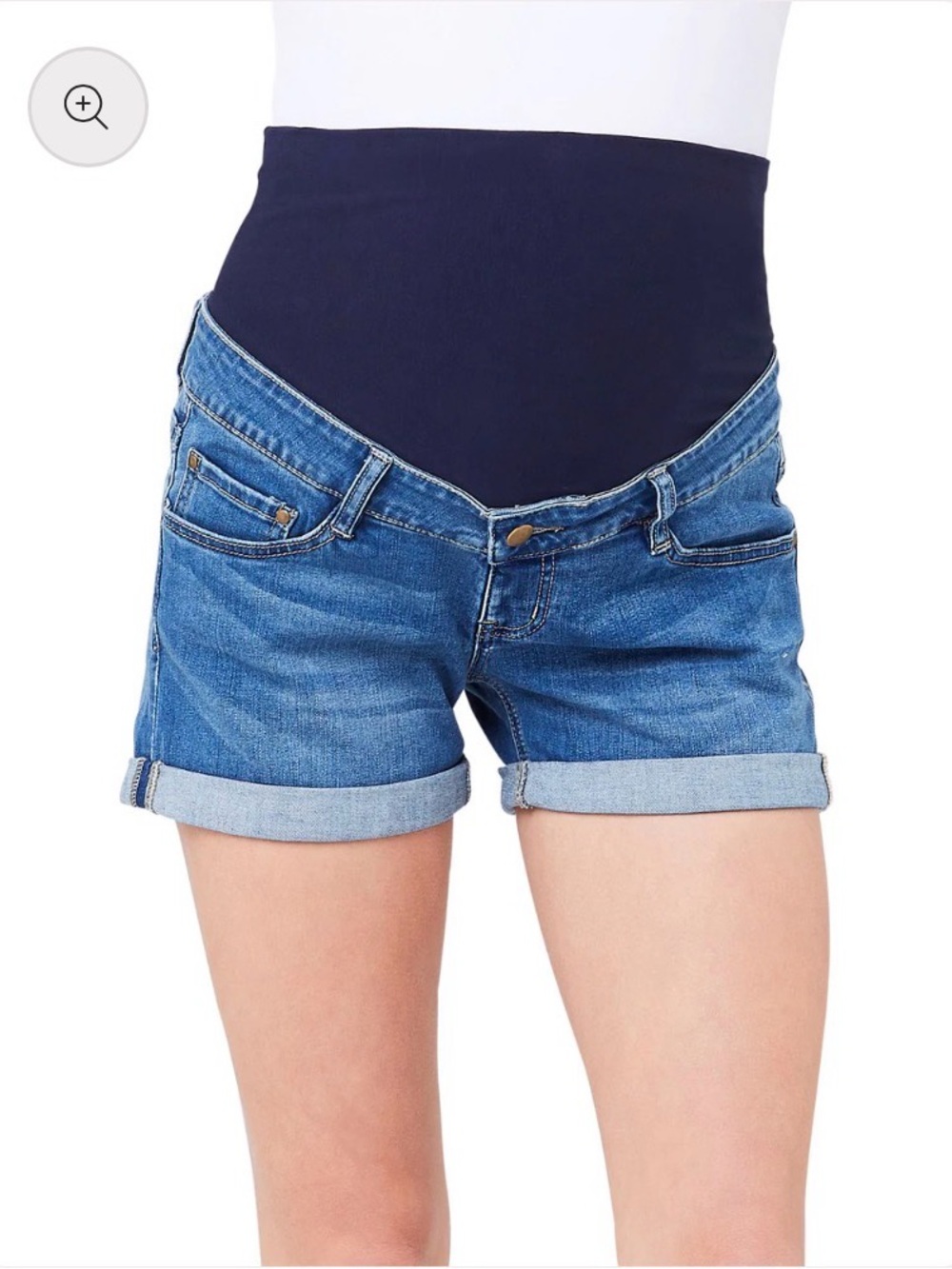 Ripe Maternity Denim Shorty Shorts | XS